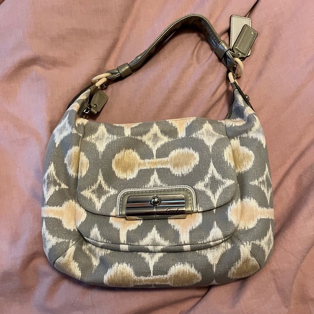 Coach Canvas Bag with Leather Details